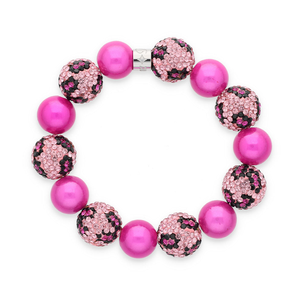 Perlenarmband "Leopardenglanz - Pink"