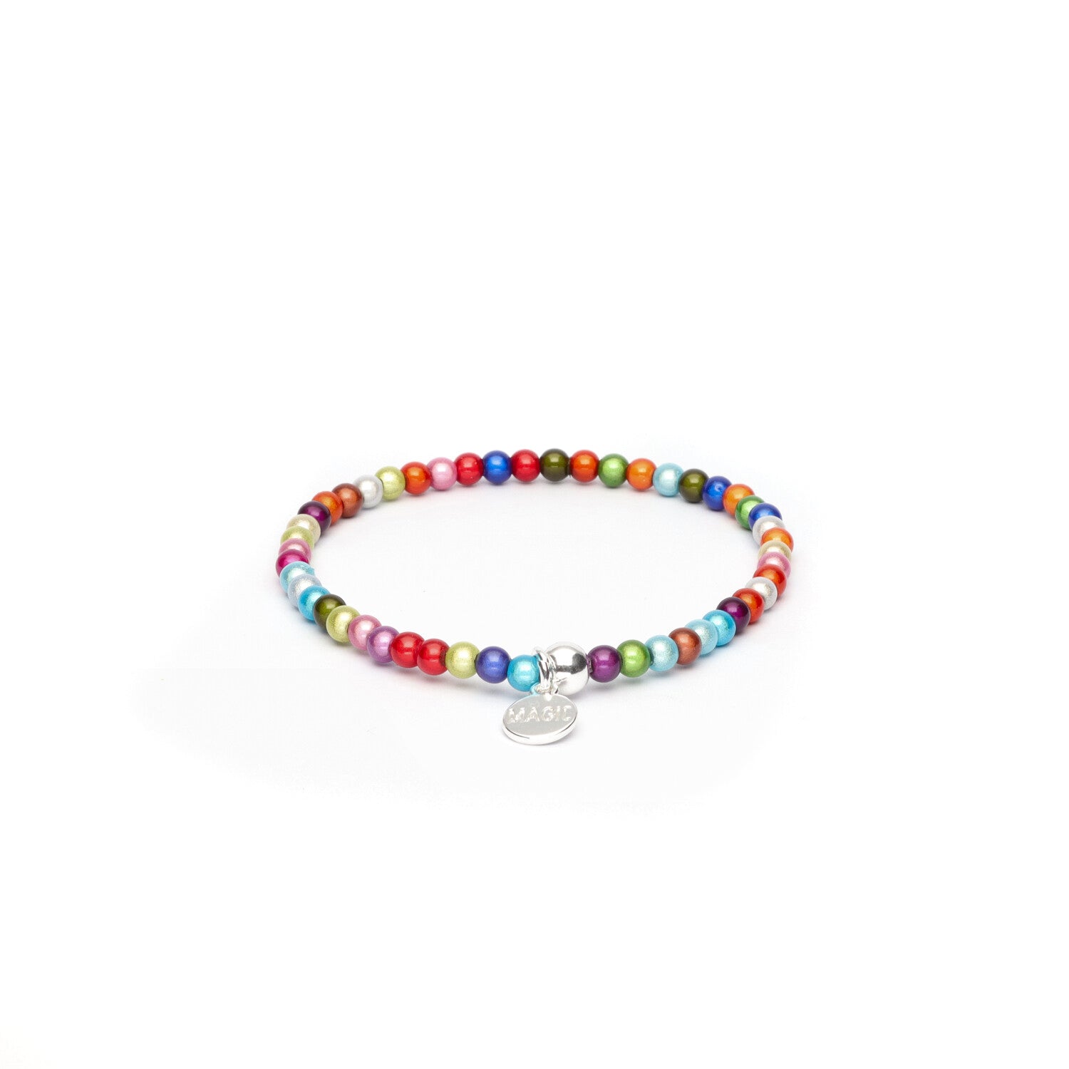 Aqua silver beaded bracelet