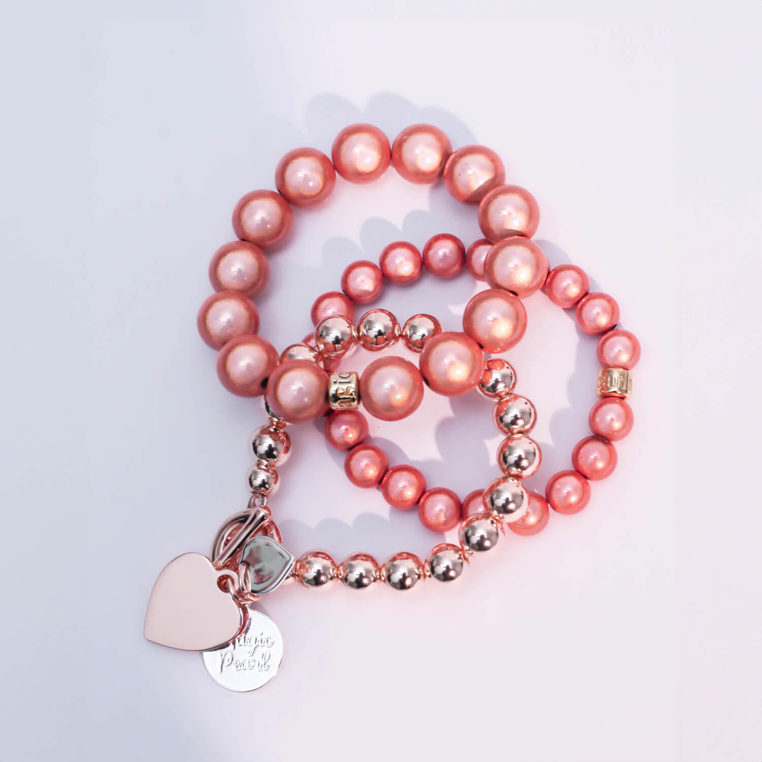 Armbandset "Heart Rosé-Apricot"