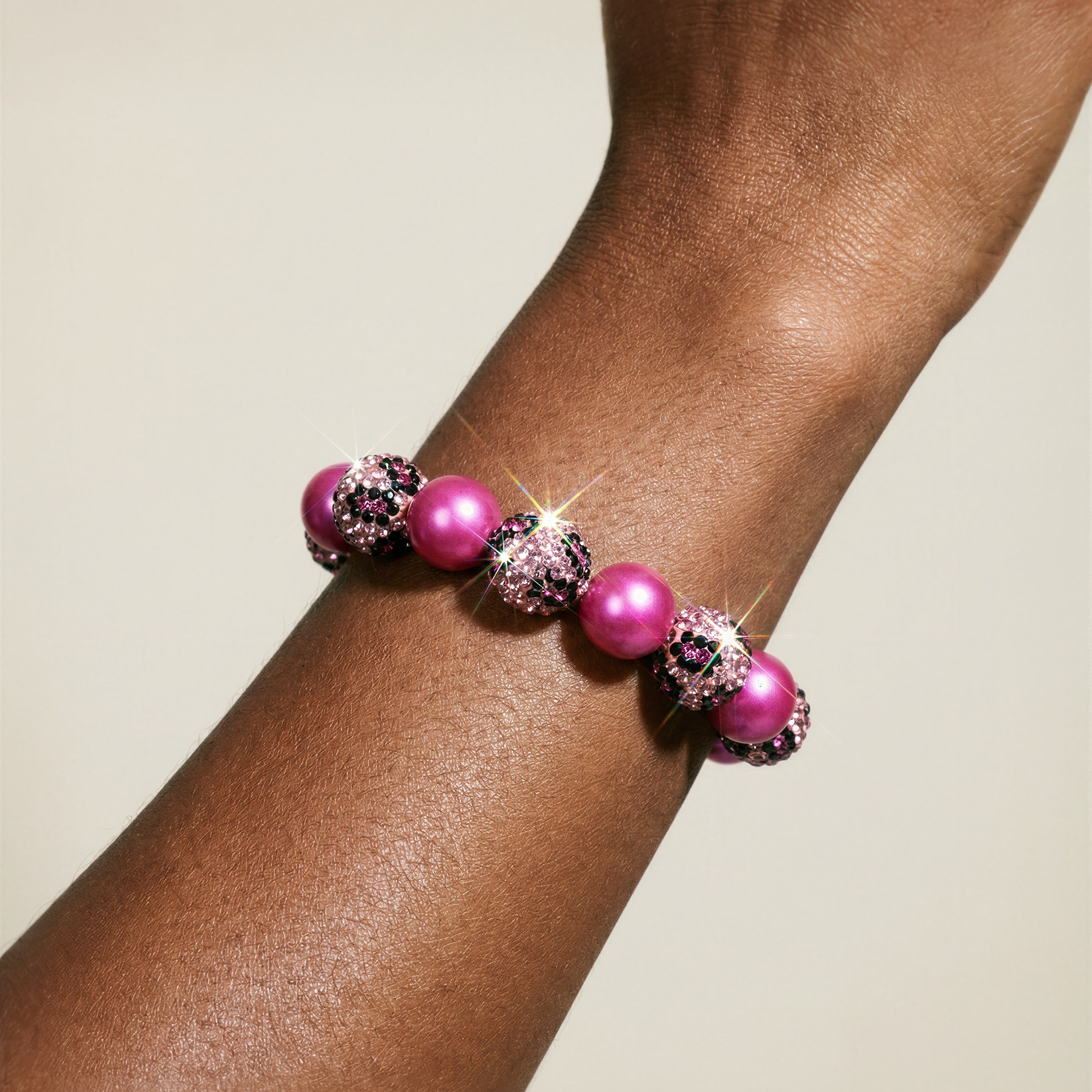 Perlenarmband "Leopardenglanz - Pink"