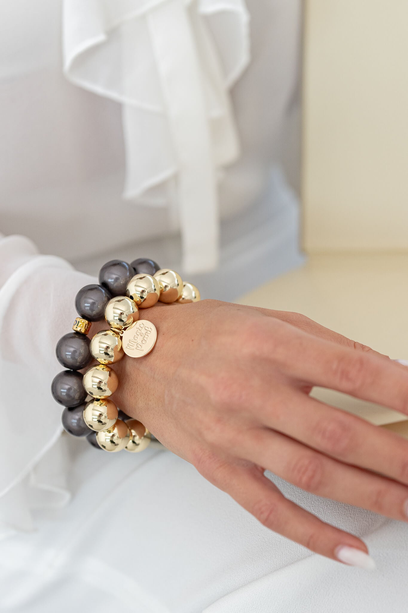 Perlenarmband "Big Anthrazit"