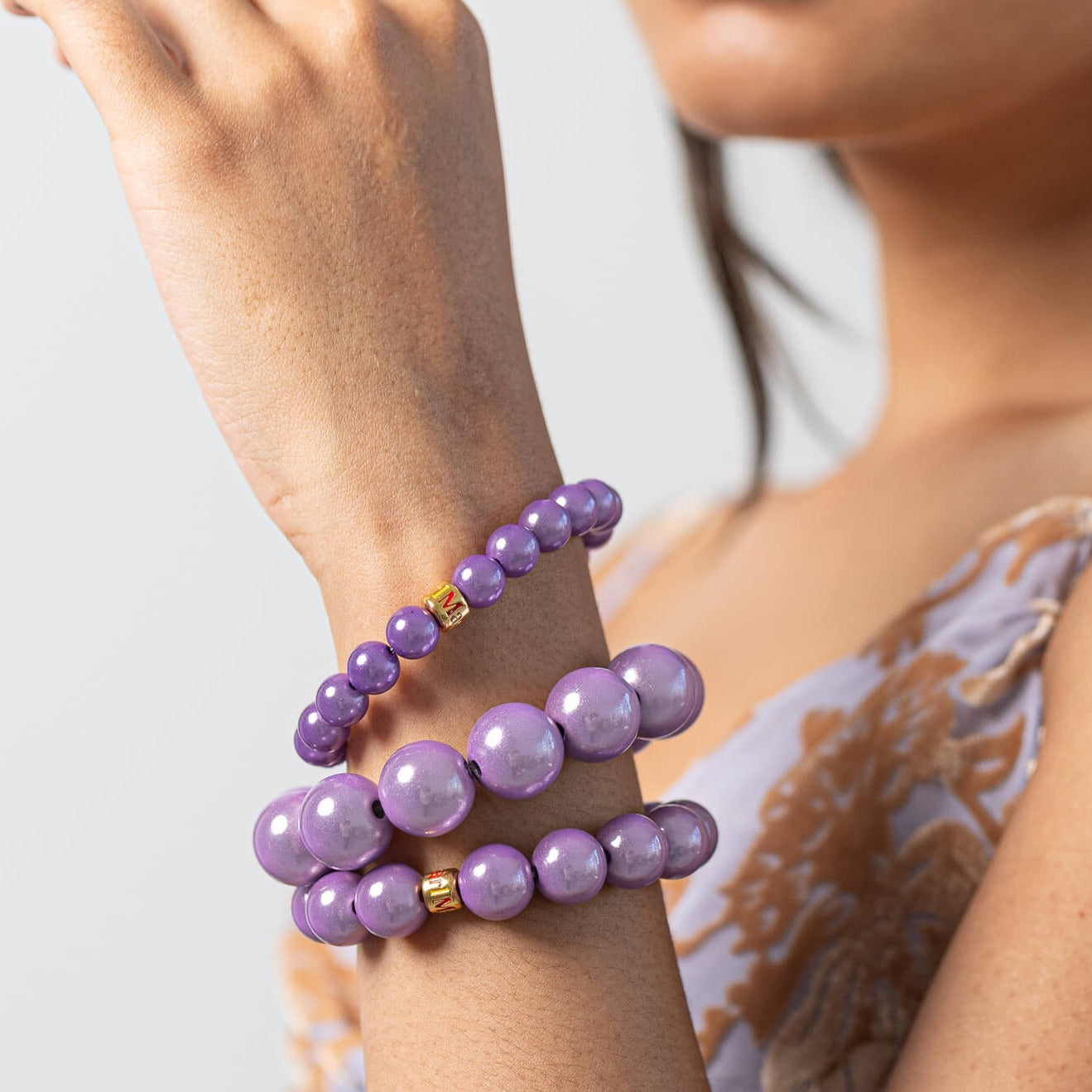 Perlenarmband "Big Flieder"