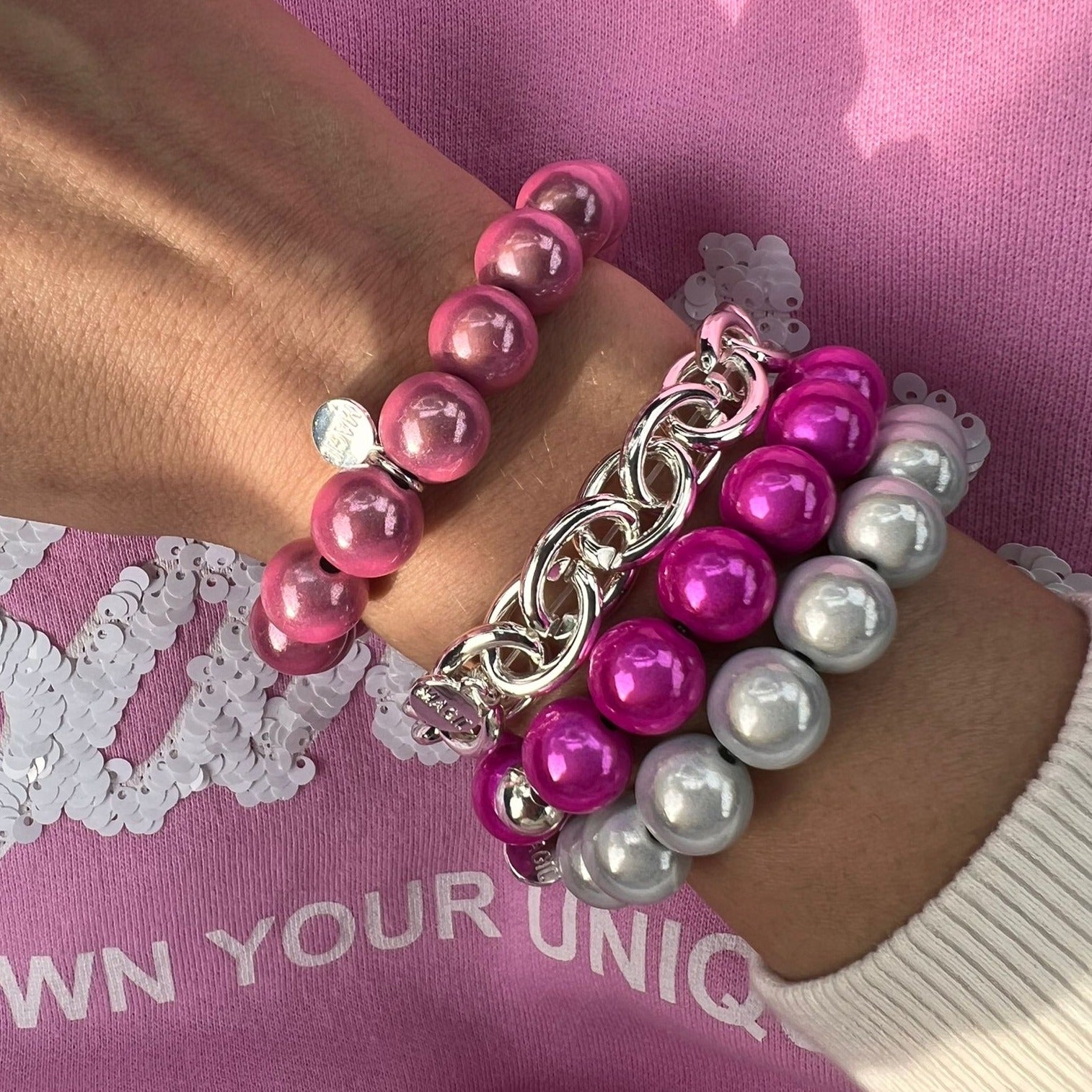 Armband-Set Pink Silver