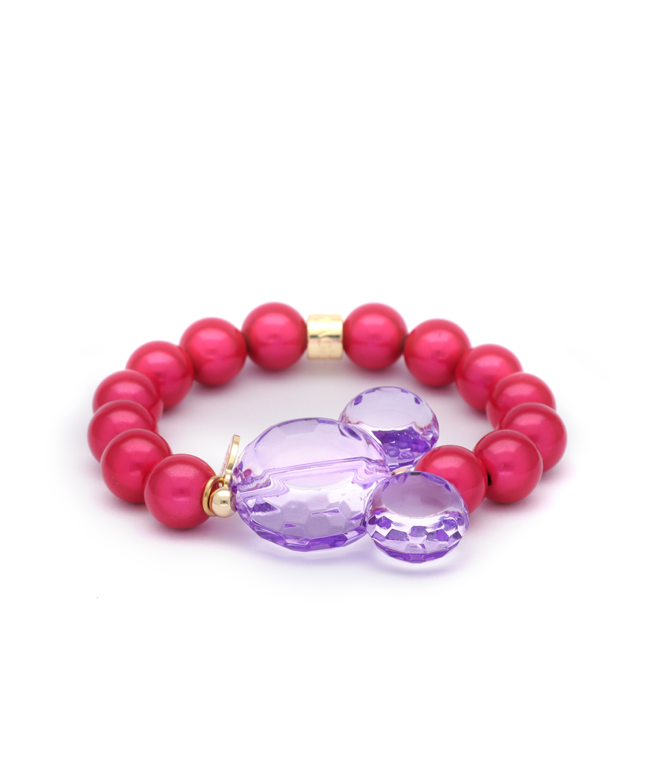 Perlenarmband Hot Pink Kristall Maus