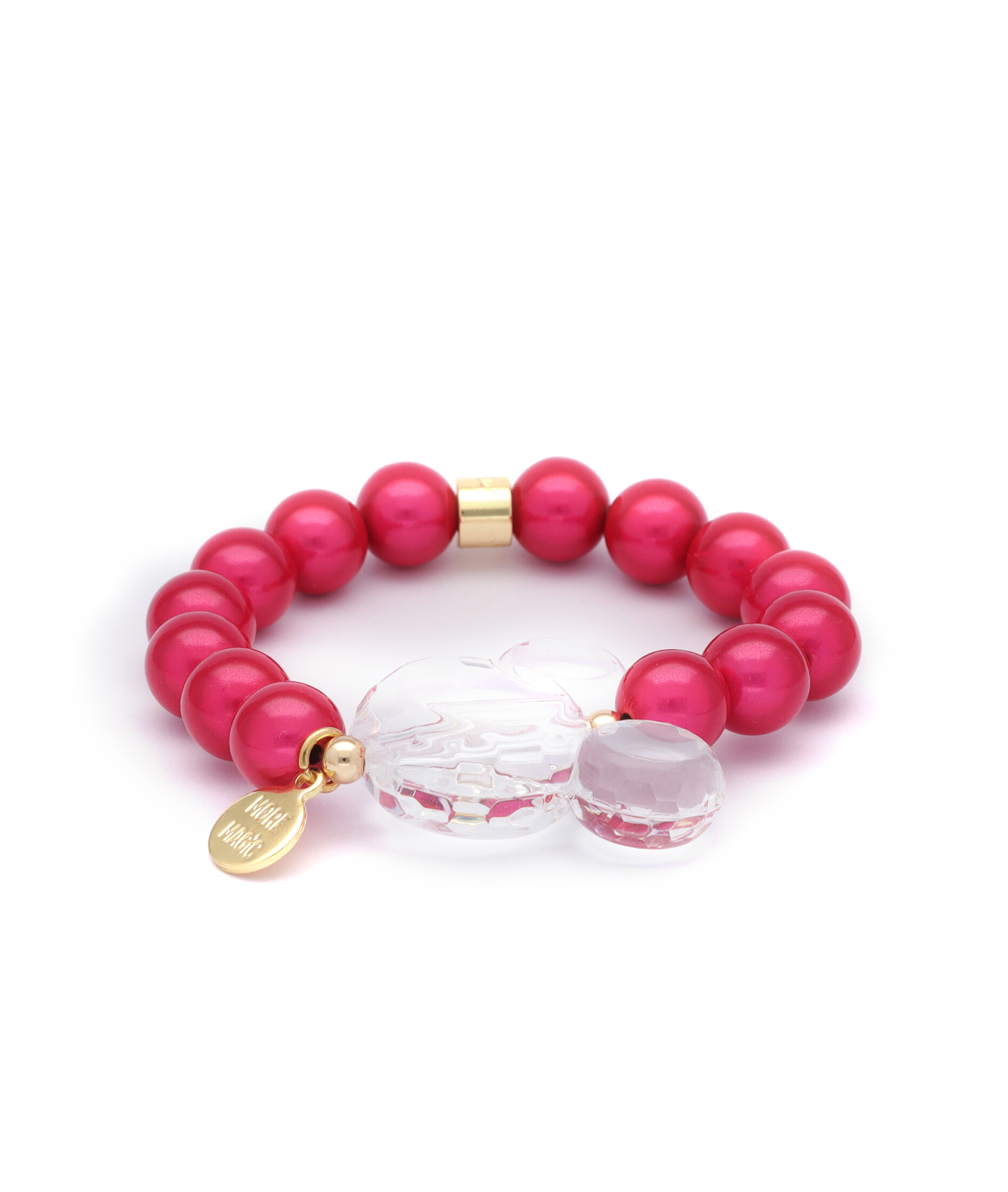 Perlenarmband Hot Pink Kristall Maus