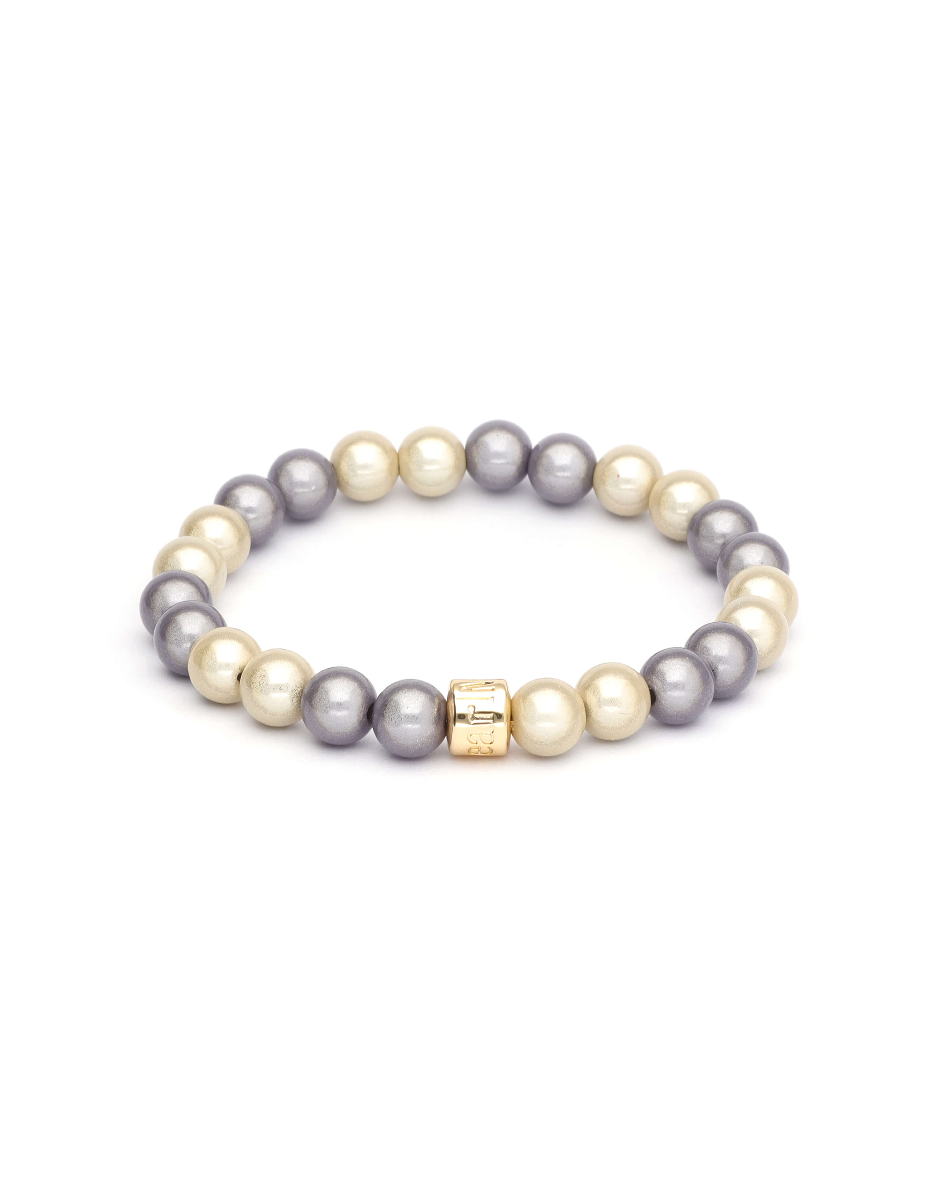 Perlenarmband Taupe Champagne Fine